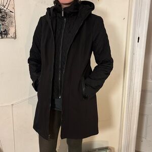 Michael Kors Double Zip Black Hooded Coat